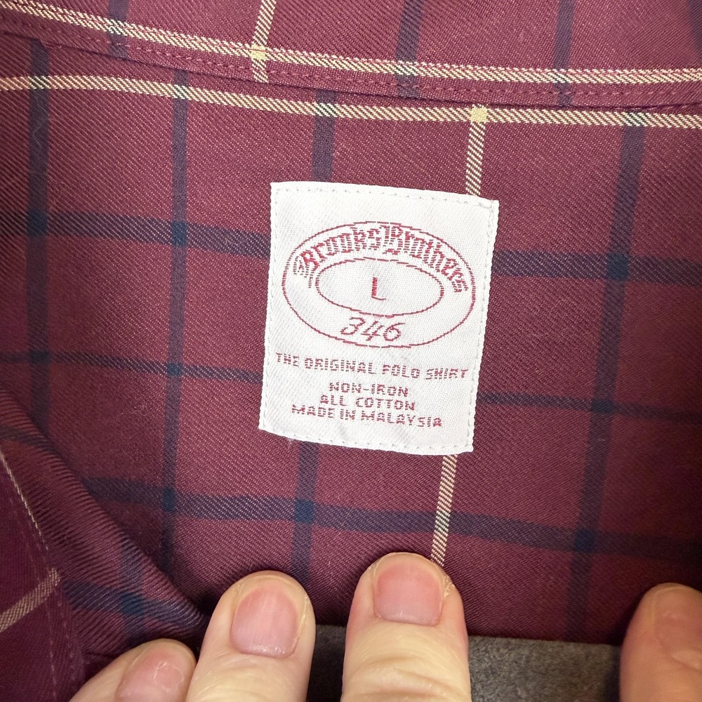 Brooks Brothers Shirt Mens Large Red Plaid Non Iron 346 Button Down Cotton - Picture 4 of 8
